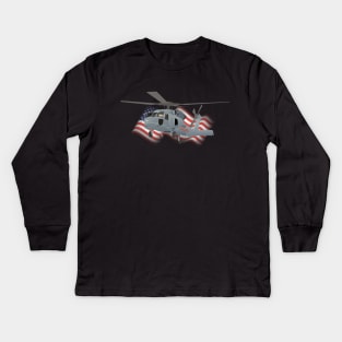 Patriotic SH-60 Seahawk Military Helicopter Kids Long Sleeve T-Shirt